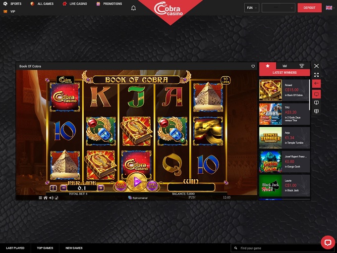 Cobra Casino 16.06.2022. Spel1